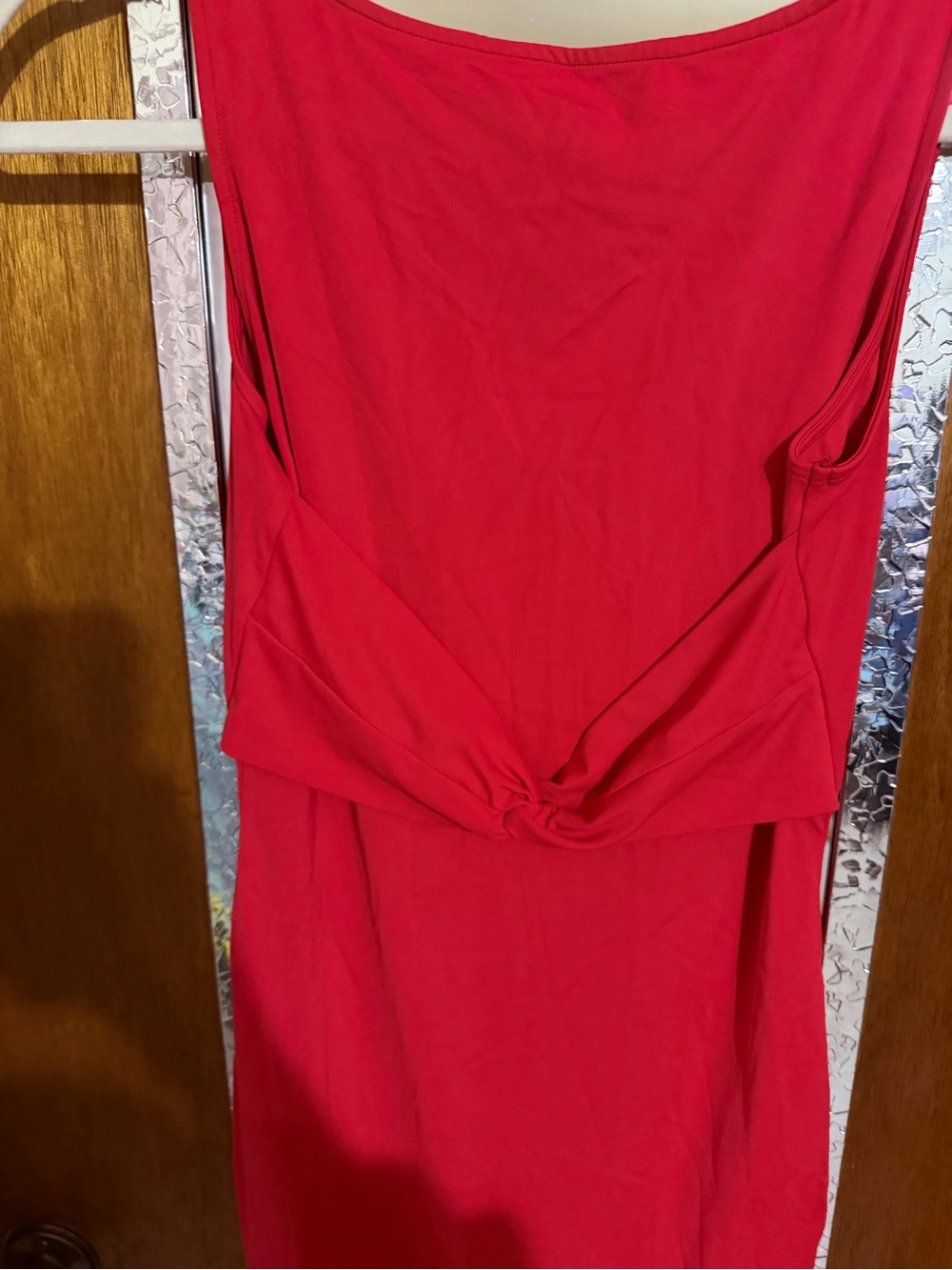 SHEIN Red One-Shoulder Knot-Front Dress